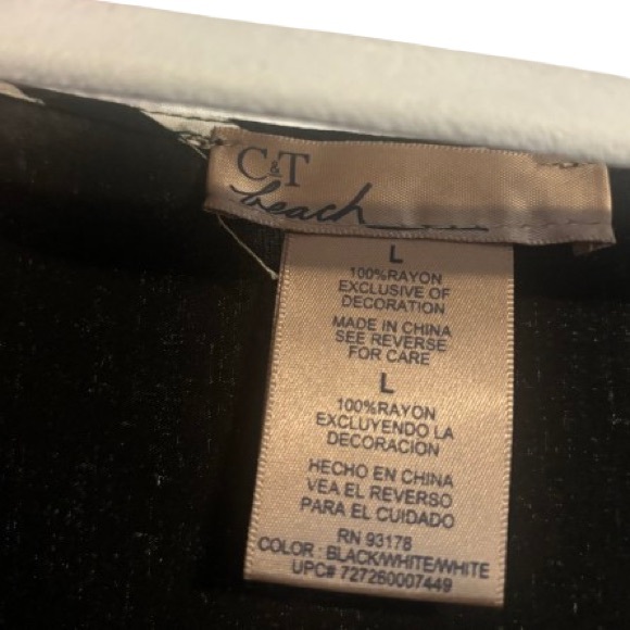 Chelsea & Theodore Black White Stripe Tassel Beach Coverup Size L EUC - Picture 5 of 7